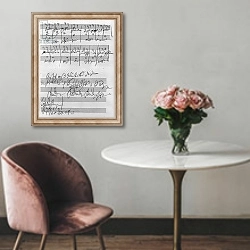 «Handwritten musical score» в интерьере в классическом стиле над креслом