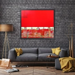 «Red Painting» в интерьере в стиле лофт с черной кирпичной стеной