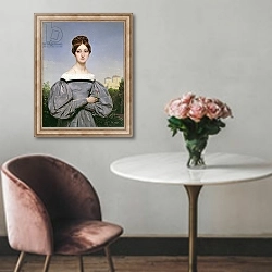 «Portrait of Louise Vernet Daughter of the Artist» в интерьере в классическом стиле над креслом