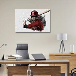 «Бейсболист в красной форме» в интерьере кабинета директора над столом