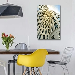 «Германия, Берлин, современное здание» в интерьере столовой в скандинавском стиле с яркими деталями