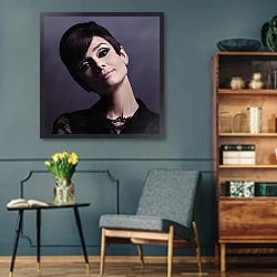 «Хепберн Одри 198» в интерьере гостиной в стиле ретро в серых тонах