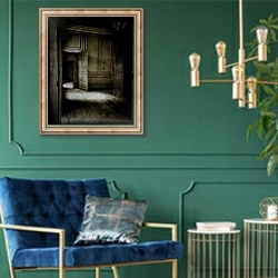«Panelled room with ethereal figure..» в интерьере в классическом стиле с зеленой стеной