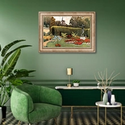 «The Mill, Sans Souci» в интерьере гостиной в зеленых тонах