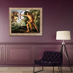 «Hercules and the Stymphalian birds, 1600» в интерьере в классическом стиле в фиолетовых тонах