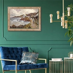 «Coast Scene» в интерьере в классическом стиле с зеленой стеной