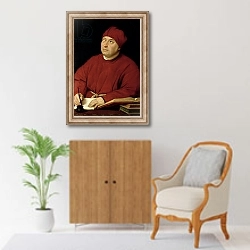 «Portrait of Tommaso Inghirami» в интерьере в классическом стиле над комодом
