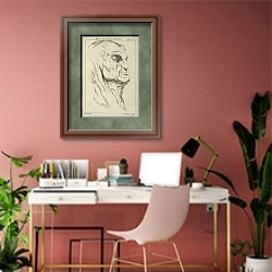 «Head of a man» в интерьере современного кабинета в розовых тонах