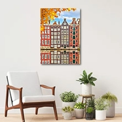 «Голландия. Амстердам. Осень» в интерьере современной комнаты над креслом