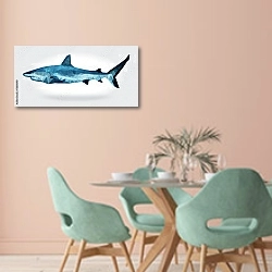 «Акула, вектор» в интерьере современной столовой в пастельных тонах