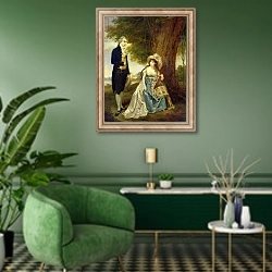 «Mr and Mrs Fraser, c.1785-90» в интерьере гостиной в зеленых тонах