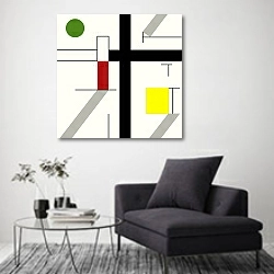 «Four irregular spaces» в интерьере в стиле минимализм над креслом
