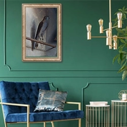 «Ястреб-перепелятник» в интерьере в классическом стиле с зеленой стеной