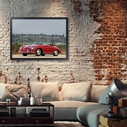 «Porsche 356A 1600 Speedster '1958» в интерьере гостиной в стиле лофт с кирпичной стеной