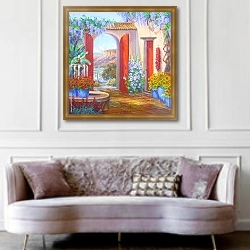 «Дверь в Рай» в интерьере гостиной в классическом стиле над диваном