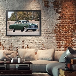 «Packard 200 Sedan '1951–52» в интерьере гостиной в стиле лофт с кирпичной стеной