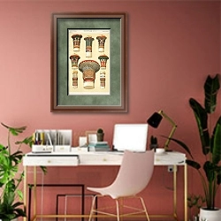 «Египетская плитка №3» в интерьере современного кабинета в розовых тонах