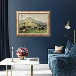 «The Buffalo Hunt» в интерьере в классическом стиле в синих тонах