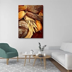 «Хлеб 3» в интерьере гостиной в скандинавском стиле с зеленым креслом