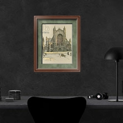 «Bath Abbey» в интерьере кабинета в черных цветах над столом