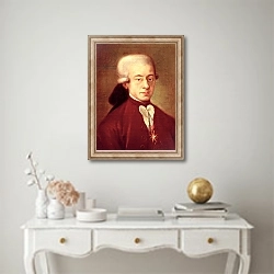 «Portrait of Wolfgang Amadeus Mozart after 1770 2» в интерьере в классическом стиле над столом