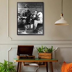 «Abbott & Costello (Buck Privates)» в интерьере комнаты в стиле ретро с проигрывателем виниловых пластинок