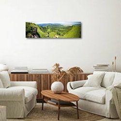 «Горный пейзаж, Армения 2» в интерьере современной светлой гостиной над комодом