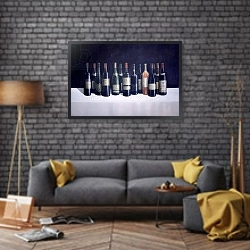 «Winescape, 1998» в интерьере в стиле лофт над диваном