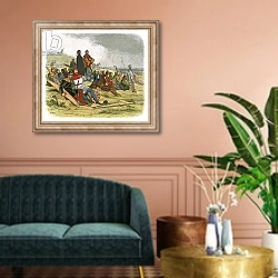 «The English wait for the French at Crecy» в интерьере классической гостиной над диваном