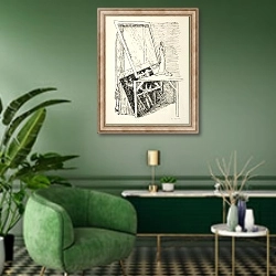 «Day and Dream; Magic Mirror» в интерьере гостиной в зеленых тонах
