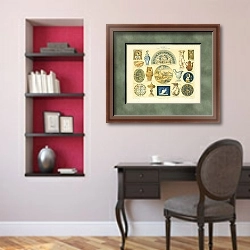 «Керамические изделия I, Europa 14-18 Jahrh, Persien, Ostasien 1» в интерьере кабинета в классическом стиле над столом