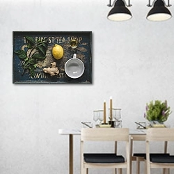 «Чай с лимоном, мятой и имбирным корнем» в интерьере современной столовой над обеденным столом