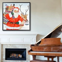 «Father Christmas and his reindeer» в интерьере классической гостиной над камином