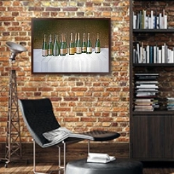 «Winescape, Champagne, 2003» в интерьере кабинета в стиле лофт с кирпичными стенами