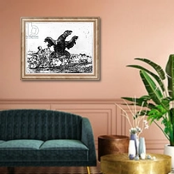 «The Carnivorous Vulture, plate 76 from 'The Disasters of War', 1812-20» в интерьере классической гостиной над диваном