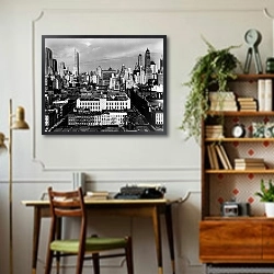 «Нью-Йорк 3» в интерьере кабинета в стиле ретро над столом