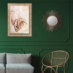 «Inv. 1887-5-2-118 Recto Study of drapery» в интерьере классической гостиной с зеленой стеной над диваном