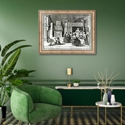 «The New Mother» в интерьере гостиной в зеленых тонах