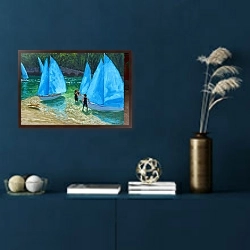 «Blue sails,Looe, 2018,» в интерьере в классическом стиле в синих тонах