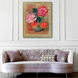 «Poppies and Peonies» в интерьере гостиной в классическом стиле над диваном
