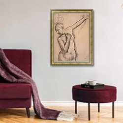 «Half Length Nude Girl, c.1895» в интерьере гостиной в бордовых тонах