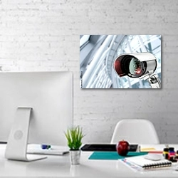 «Видеонаблюдение в офисе» в интерьере светлого офиса с кирпичными стенами