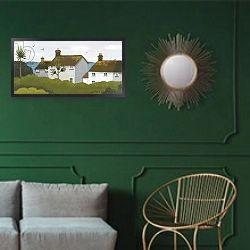 «Cottage and Palms» в интерьере спальни с акцентной стеной