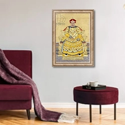 «Emperor Qianlong in Old Age» в интерьере гостиной в бордовых тонах