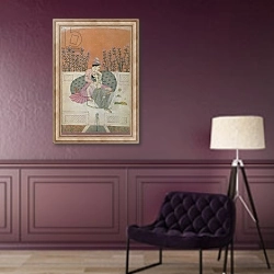 «Lovers on a Terrace, Pahari» в интерьере в классическом стиле в фиолетовых тонах