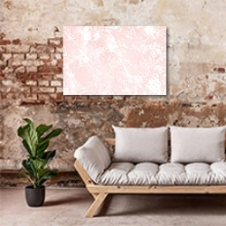«Грубо окрашенная розовая стена» в интерьере гостиной в стиле лофт над диваном