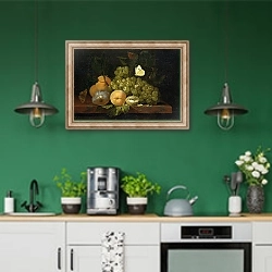 «Fruit Study» в интерьере кухни с зелеными стенами