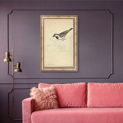«A House Sparrow» в интерьере гостиной с розовым диваном