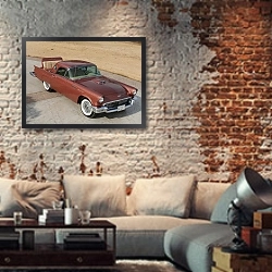 «Ford Thunderbird Rumble Seat '1957» в интерьере гостиной в стиле лофт с кирпичной стеной
