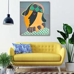 «Pierot’s Head» в интерьере современной гостиной с желтым диваном